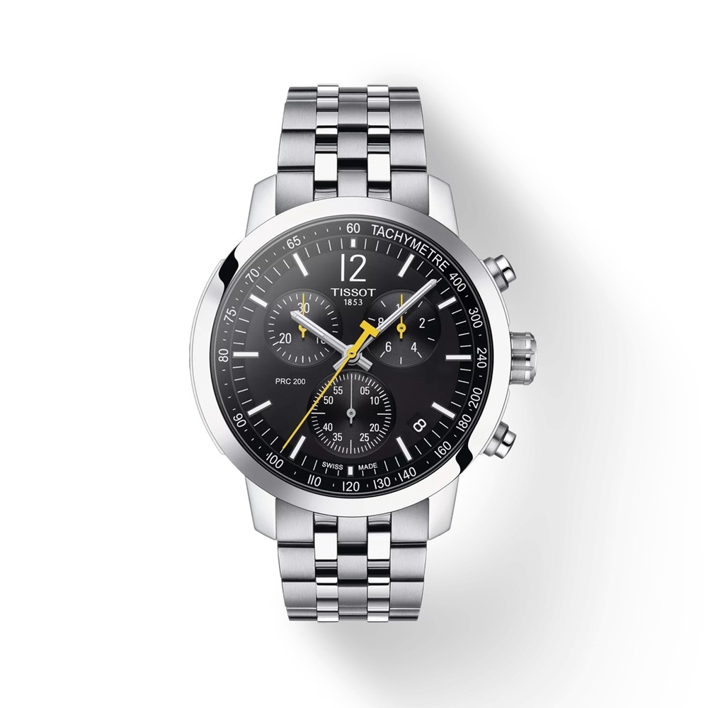 Tissot PRC200 Stainless Steel Chronograph Watch | Black with Yellow | NEW IN BOX